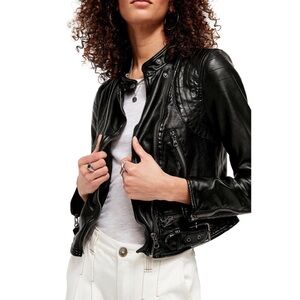 We The Free black Fenix faux leather moto zip up jacket